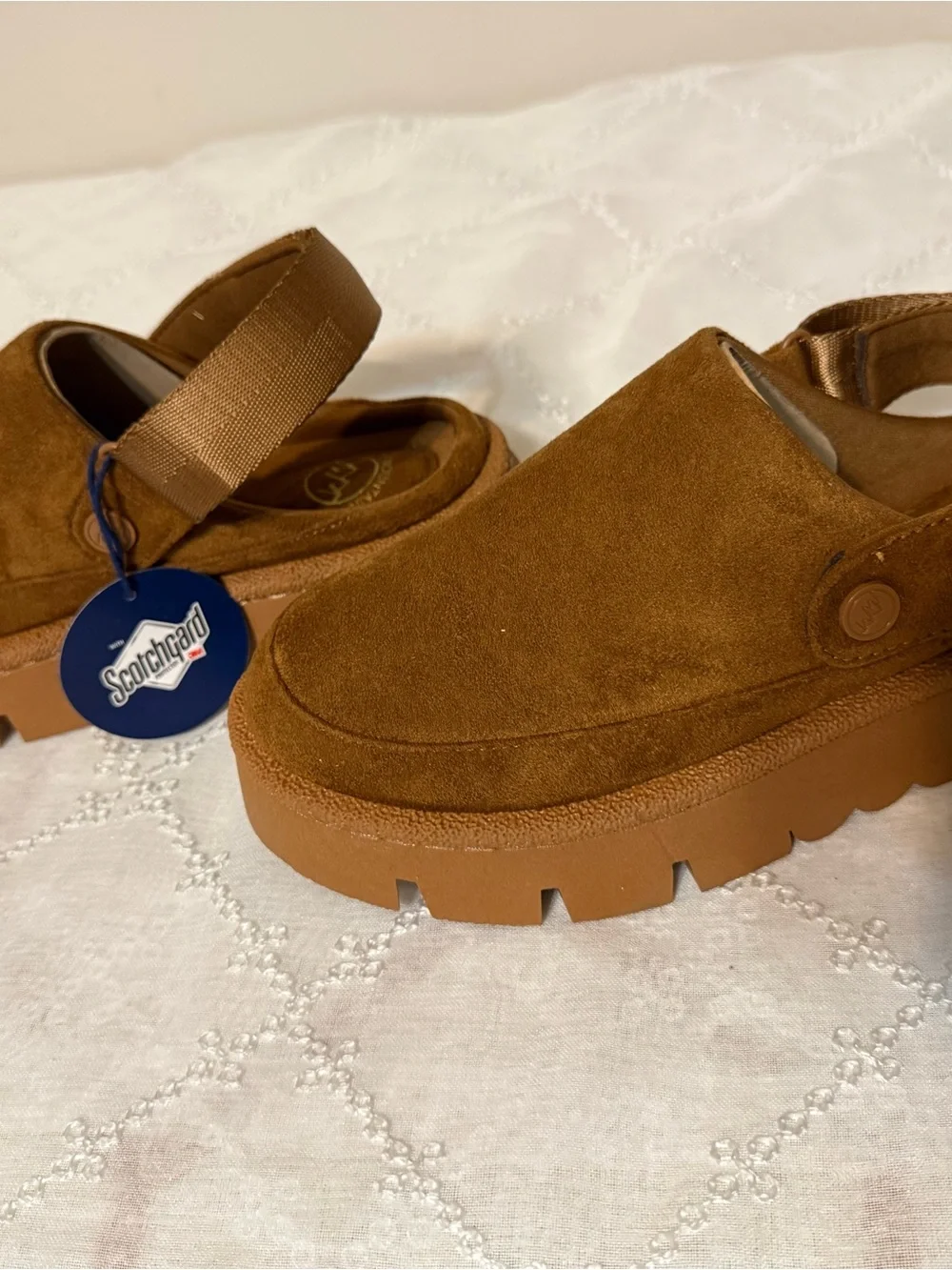 White Mountain Brown Suede Platform Slip-On Clogs